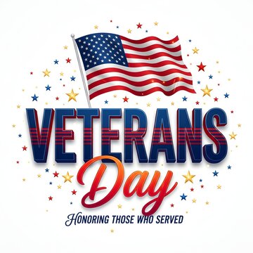 Honoring veterans day with an american flag and patriotic typography