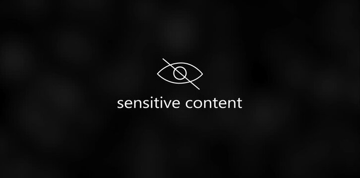 Sensitive content warning symbol for sensitive content warnings with white graphic on black background, ideal for notification alerts and messages.