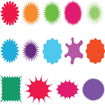 Multicolor Starburst Sale Badge Vector Set For Promotional Stickers And Price Labels