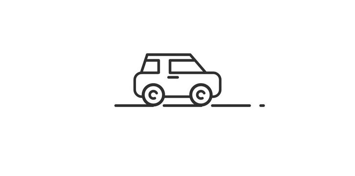 Car icon animation.Driving car animation. 4k high quality 2d white screen video.
