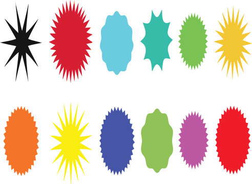 Premium Quality Colorful Starburst Badges and Scalloped Sale Stickers Vector Set
