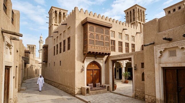 Traditional Arabic Architecture, Dubai Old Town, Windcatchers, Desert City