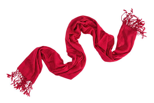 Vibrant Red Fringed Scarf in Wavy Shape
