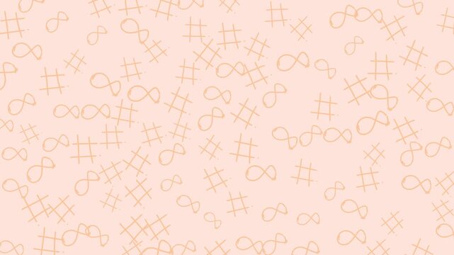 Seamless pattern with abstract geometric shapes on peach background