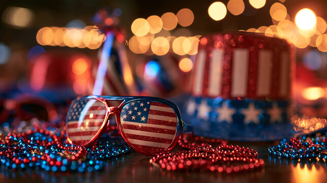 Patriotic Sunglasses and Hat for Fourth of July Celebration