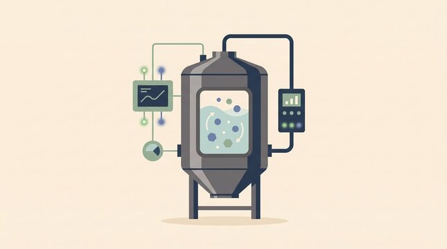 precision fermentation bioreactor and industrial bioprocessing system illustration - ai generated