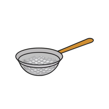Strainer with handle and food