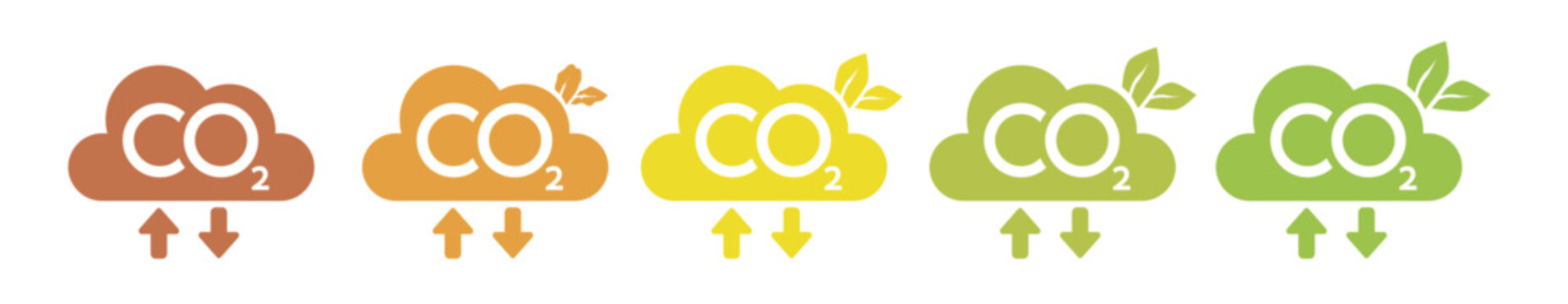 CO2 neutral icon meter icons. Vector scale, pollution level. CO2 indicator. Risk infographics, scales, progress assessment. Vector