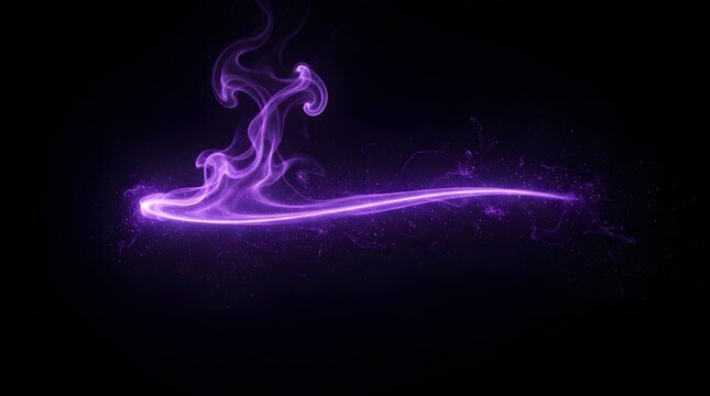 Purple Glowing Smoke Light Trail on Dark Background