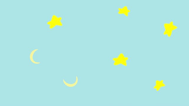 Minimalistic pastel sky with yellow stars and crescent moons