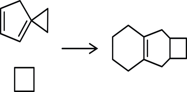 PrintOrganic chemistry synthesis pathway diagram featuring skeletal formulas cyclic ring transformations chemical covalent bonds and laboratory education illustrations