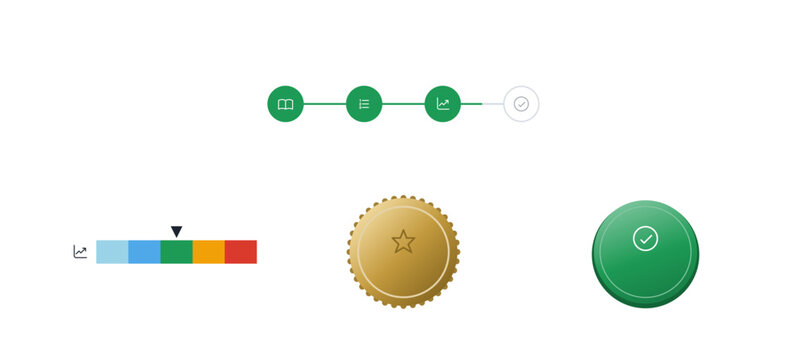 Course progress icon set enrol to certificate stages progress bar