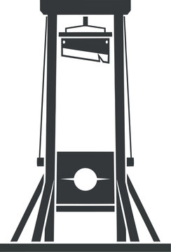 Vintage guillotine vector icon, medieval execution machine with sharp blade, historical capital punishment symbol for dark history and justice concepts