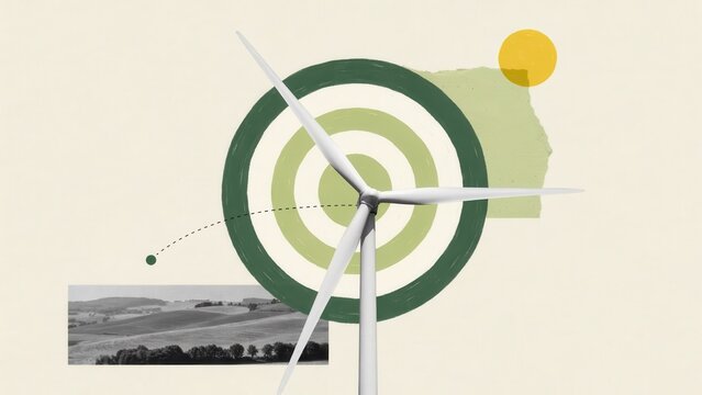 Wind turbine with abstract green target background