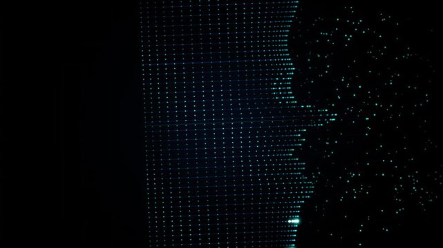 Abstract data network visualization with glowing blue dots and lines representing digital connection, data flow, and cyber security concepts