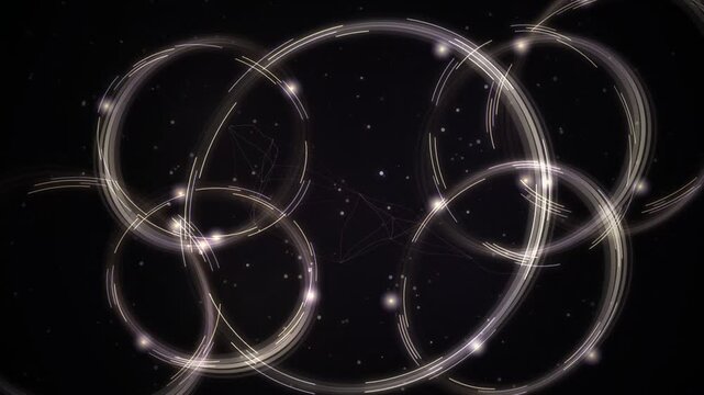 Elegant interlocking rings a mesmerizing looping abstract motion graphic with a dark cosmic background