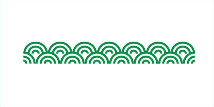 Green japanese wave pattern border vector design