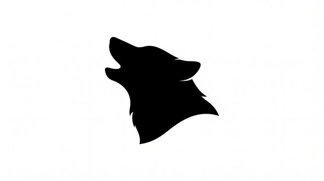 Howling wolf head silhouette. Wolf head black and white logo design. Wolf head vector illustration.