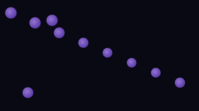 Sequence of Purple Light Beads Moving in Darkness.