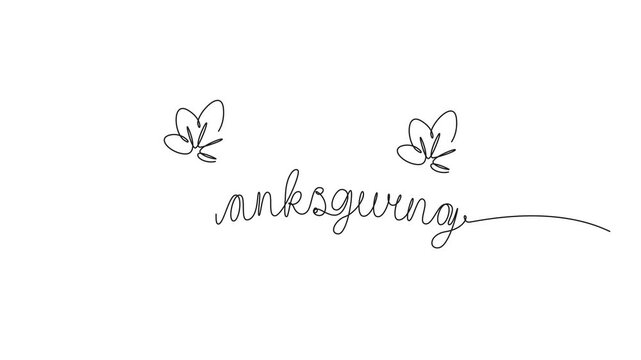 Thanksgiving continuous line animation with decorative autumn leaves