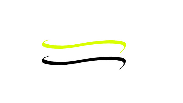: Green and black abstract double swoosh vector icon set, flowing curve wave shape lines, minimal brush stroke logo design element for sports and business branding