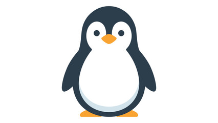 Obraz premium Cartoon Penguin Standing Upright with Orange Beak and Feet