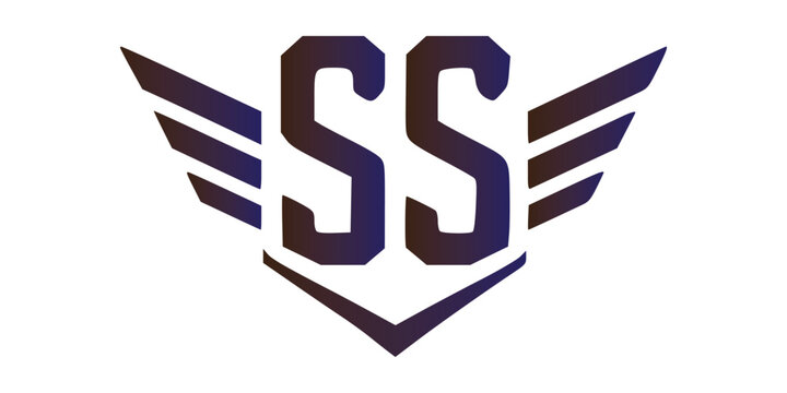 Letter ss logo design template with wings shield concept letter ss logo