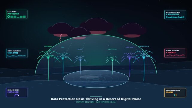 Glowing Security Plants Shielding Data from Storm Clouds in a Binary Desert