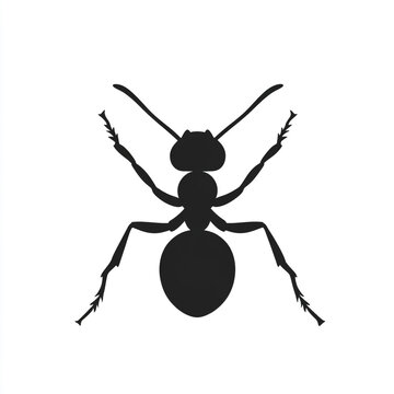 Detailed black ant vector silhouette icon top view isolated on white background with pest control pest management silhouette isolated wildlife