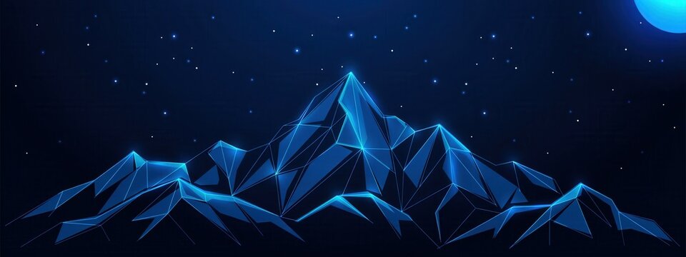 Low poly mountain range digital landscape vector