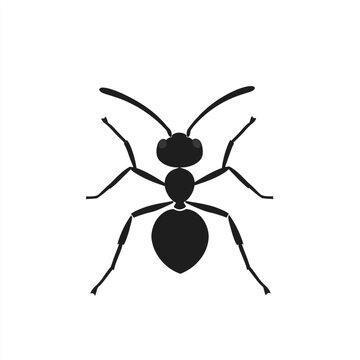 Minimalist black ant icon vector graphic isolated on a plain white background with pest control worker ant minimal graphic silhouette isolated