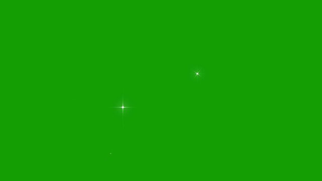 Stars shine animation on green background. fast glitter star motion, white cartoon, flat, vector, doodles style stars blinking. sparkle Star light effect, glowing twinkling glitter star. 4K video