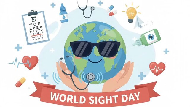 World Sight Day Eye Care Awareness with Global Health Illustration