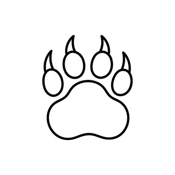 Animal paw print trail silhouette outline icon black graphic element for wildlife conservation tracking signage adventure travel or nature education design theme.