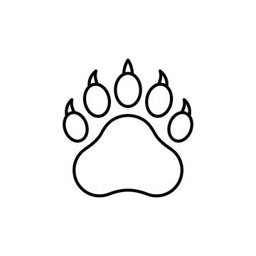 Animal paw print trail silhouette outline icon black graphic element for wildlife conservation tracking signage adventure travel or nature education design theme.