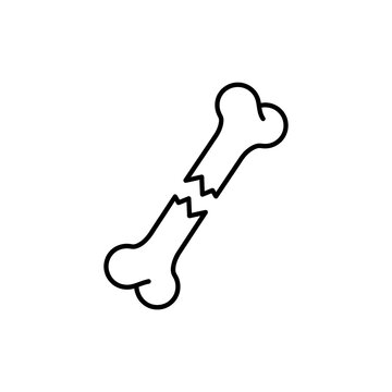 Tilted broken bone outline icon showcasing clear black contours on transparent background for orthopedic injury reporting medical study or fitness recovery plans.