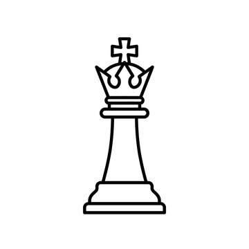 Chess king piece outline graphic design in black line art style for strategic game competition board game tournaments and minimalist vector interface elements icons.