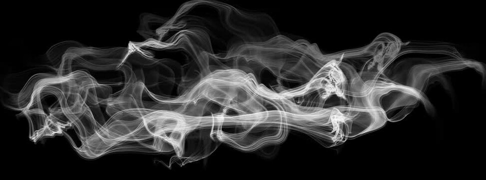 Soft White Smoke Cloud Drifting on Black Background
