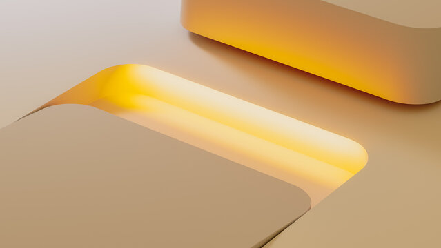 Golden Glow Between Rounded Geometric Panels