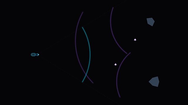 Abstract graphic representation of sonar waves and radar signals in digital space