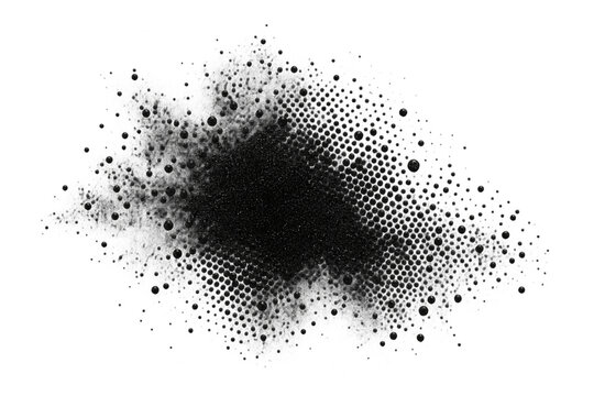 Analog black halftone ink particle cloud isolated