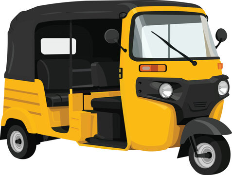 Bajaj Three-Wheeled Taxi Vector Illustration.eps