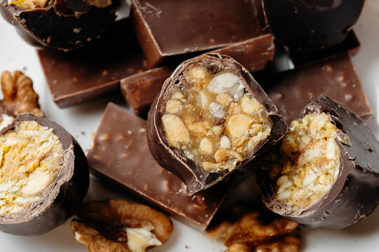 Chocolate-covered wafer rolls with creamy sweet filling