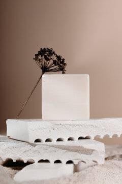 Natural soap bar with dried flower and stone blocks