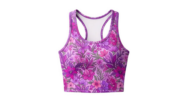 Women's colorful floral sports bra isolated