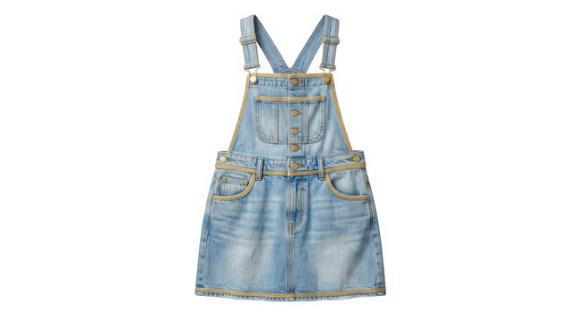 Blue denim overalls for kids isolated