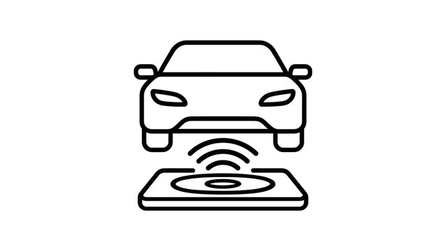 Autonomous smart car icon for self-driving vehicles and navigation systems.