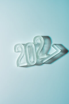 2027 new year numbers with arrow on blue background