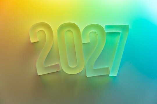 2027 new year numbers on colorful gradient background