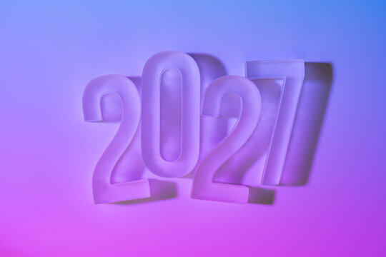 2027 new year numbers on purple gradient background